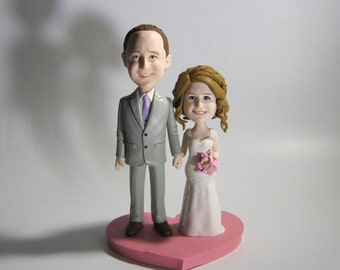 Unique wedding cake topper personalized customm polymer clay toppers funny cartoon bride & groom figure figurines