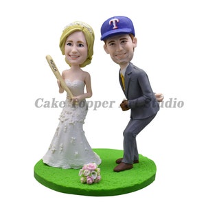 Baseball Wedding Cake Topper: Custom Bobblehead Figurines