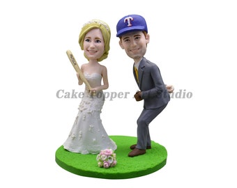 Baseball Wedding Cake Topper,Custom Cake Topper,Custom Bobbleheads,Cake Topper For Wedding,Look Like You Figurines