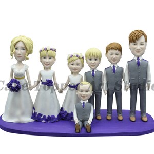 Custom Wedding Cake Topper: Family Bobblehead Figurine