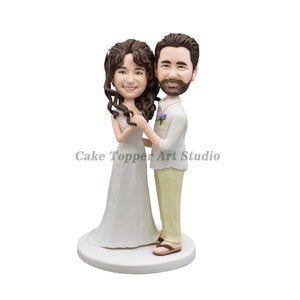 Custom Bride and Groom Bobblehead Wedding Cake Topper