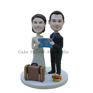 Personalized Wedding Cake Topper: Bride and Groom Bobblehead