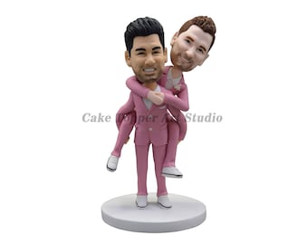 Gay Wedding Toppers, same sex cake topper,2 grooms cake topper,Custom bobblehead,gay cake topper,gay man wedding, gay cake,gay wedding,