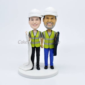 Builder wedding cake topper  Funny wedding bobbleheads , Unique Mr and Mrs 3D dolls