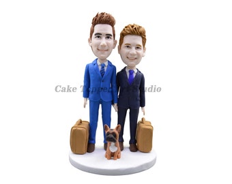 Gay Wedding Toppers, same sex cake topper,2 grooms cake topper,Custom bobblehead,gay cake topper,gay man wedding, gay cake,gay wedding,