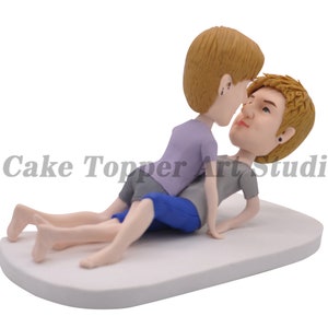 Personalized Gay Wedding Cake Topper: Custom Bobblehead Bride and Groom