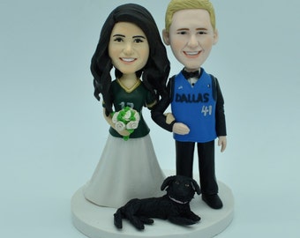 Custom Bride and Groom Basketball Fans Wedding Cake Topper