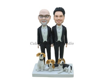 Gay Wedding Toppers, same sex cake topper,2 grooms cake topper,Custom bobblehead,gay cake topper,gay man wedding, gay cake,gay wedding,