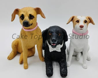 Topo de bolo de casamento personalizado para animais de estimação: estatueta personalizada de cão e gato
