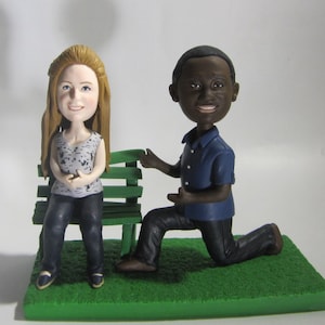 Custom Wedding Cake Topper: Personalized Polymer Clay Bride and Groom Figurine