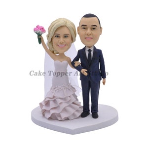 Personalized Wedding Cake Topper: Bride and Groom Bobblehead