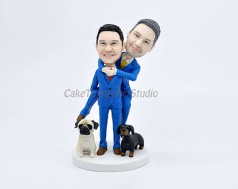 Gay Wedding Toppers , 2 grooms cake topper,Custom bobblehead,gay cake topper,gay man wedding, gay cake,gay wedding