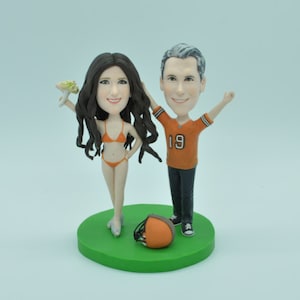 wedding cake topper funny cartoon figure custom personalized Football cake topper