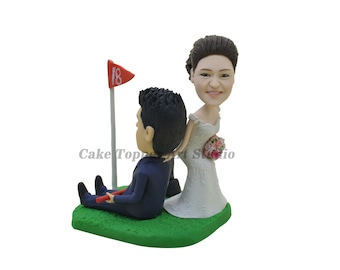 Golf Themed Wedding Cake Topper,Custom cake topper,Cake topper for wedding,Engagement cake topper,Just married gift