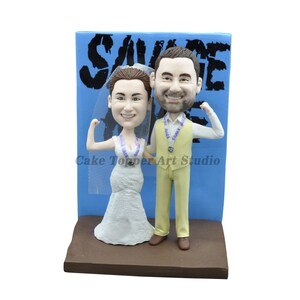 Custom Bobblehead Wedding Cake Topper: Personalized Bride & Groom
