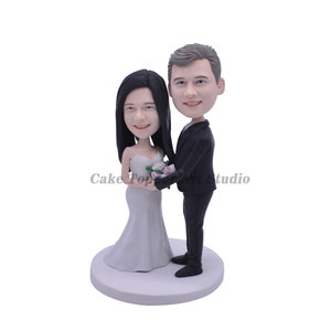 Personalized Wedding Cake Topper: Bride and Groom Bobblehead