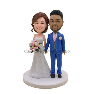 Personalized Wedding Cake Topper: Bride and Groom Bobblehead