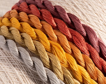 Hand Dyed Cotton Perle Embroidery Threads - Dawn Chorus (6 colour pack)