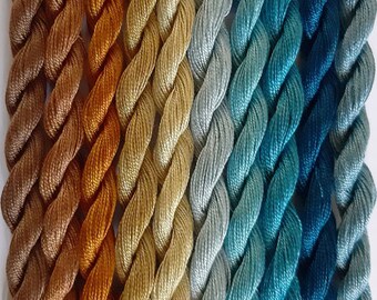 Algodón bordado teñido a mano - Paquete de 10 colores 'Drifters by the Shore'