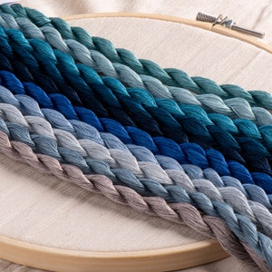 Hand Dyed Embroidery Thread Pack (10 colours) - Blues Starter Pack