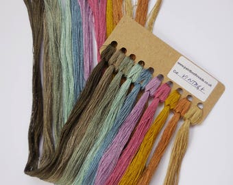 Filo da ricamo in seta tinto a mano - Spessore sottile (Vintage - Confezione da 10 colori)