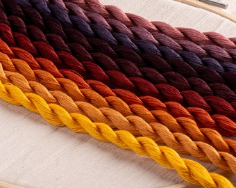 Hand Dyed Embroidery Cotton - 10 colour pack 'Sundown over the Peaks'