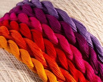 手染めコットンパール刺繍糸 12本 - インディアンサマー（6色パック）