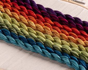 Paquete de hilos de bordado teñidos a mano variados (10 colores) - Dancing Beyond the Rainbow