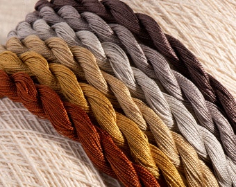 Hand Dyed Cotton Perle 12 Embroidery Threads - Metallic Hues (6 colour pack)