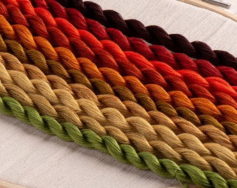 Hand Dyed Embroidery Cotton Perle 12 - 10 colour pack 'Maple Leaves'