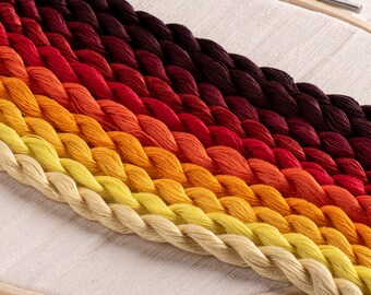 Hand Dyed Embroidery Thread Pack (10 colours) - Reds & Yellows Starter Pack