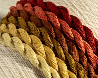 手染めコットンパール刺繍糸 12本 - サニーバーモント（6色パック）