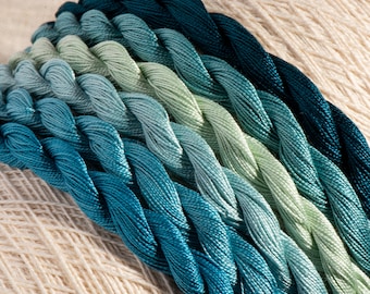 Hand Dyed Cotton Perle 12 Embroidery Threads - Tropical Lagoon (6 colour pack)