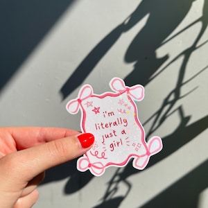 I&#39;m just a girl Kindle Stickers, Aesthetic Stickers Laptop, Water Bottle, Kindle, Planner, Cute Bookish Stickers, Cute Stickers, Bow Sticker