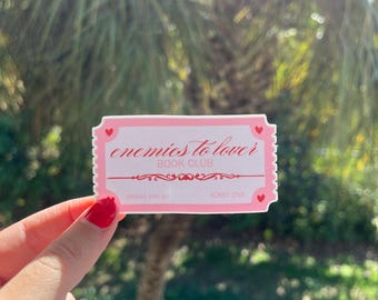 Bookish Stickers, Enemies to Lovers Ticket, Waterproof Vinyl Decal