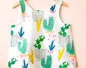 Ladies Screen Printed Cactus Colourful Potplant Garden Linen Top (ON SALE)