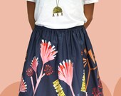 Mauve Protea cotton skirt