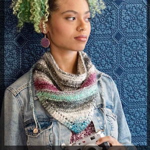 NORO Silk Garden Bandana Knit Kit Next-level 90&#39;s Nostalgic Vibes Includes 1 x 50g Skein of Noro Silk Garden in 9 Colors and Bandana Pattern