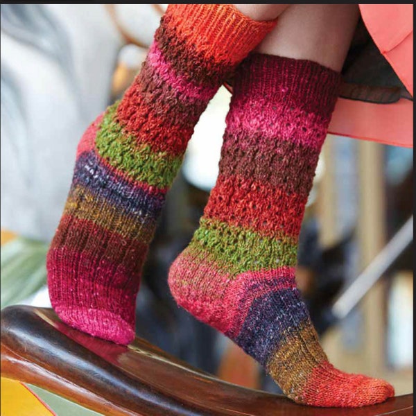 NORO Knit Kit Silk Garden Sock Oak-leaf Lace & Rib Socks Kit Includes 1 x 100g skein of NORO Silk Garden Sock and Free Pattern Leaflet