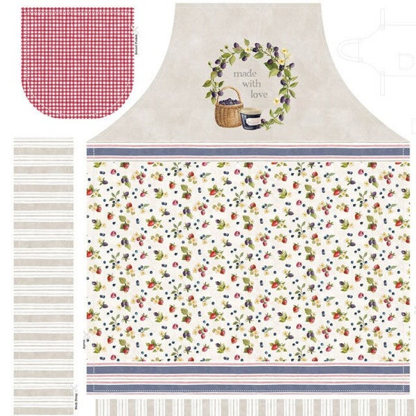 Homemade Happiness Apron Panel - 100% Cotton Quilting Fabric Designed by Silvia Vassilevay for P&B Textiles