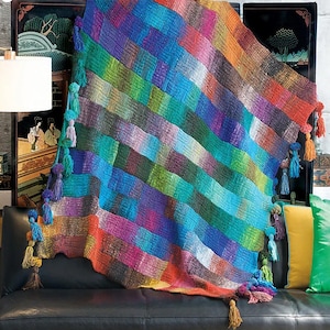 NORO Kureyon Color Waves Bequemer & bunter Überwurf Sofort-Download PDF-Muster Kuscheln mit schöner Farbe