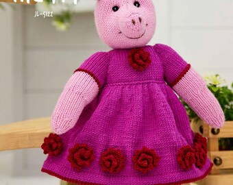 Jody Long "Petals the Pig" PDF Instant Pattern Download featuring Ciao Collection For the Experienced Knitter