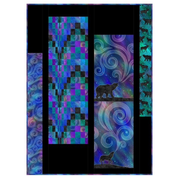 Northern Nights Quilt Kit PTN2943 Designed by Patti's Patchwork Based on Aurora Borealis Collection Designed by Dawn Gerety for Northcott