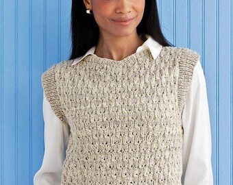 NORO Haunui Silk Knit Kit "Alva" Eyelet Pattern Vest Includes • 2 (3, 3, 4, 4) x 150g hanks of Noro Haunui Silk in #121.