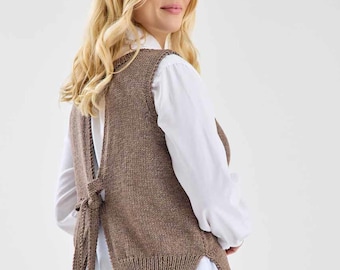 Jody Long "June" Tabard PDF Instant Download Pattern with Simple straight forward knitting, introducing various shaping techniques.