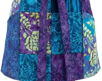 Apron Sewing Kit | Inspired Wearable Art for Gardening, Cooking, Studio & Fashion | Featured Pattern; "Florence" Cotton Batik Waist Apron