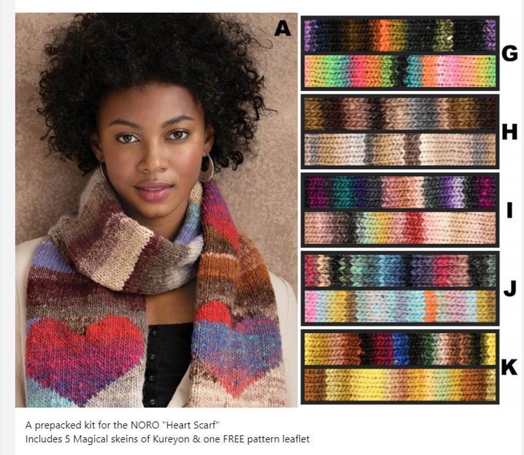 NORO Heart Scarf Knit Kit Includes 5 Magical Balls of NORO