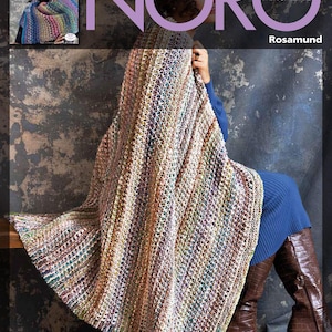 NORO Rosamund Decke Sofort-Download PDF-Muster Gefertigt aus NORO Kureyon & Rikka Wolle und in Noro Magazine Zwanzigfünfzigster Ausgabe
