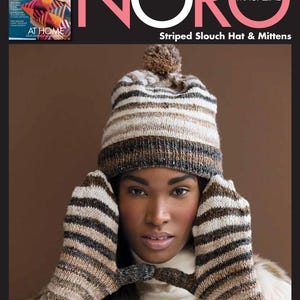 NORO Silk Garden Sock Gestreifte Slouch & Fäustlinge Mütze PDF Sofort-Download mit NORO Silk Garden Sockenwolle