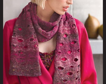 NORO Kiri Knit Kit Buttonhole Scarf Includes • 1 x 100g Hank of NORO Kiri Yarn in 7 Color Options and Free NORO Pattern